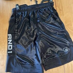 Men's XS And1 Black Polyester Basketball Shorts with Pockets and Drawstring New